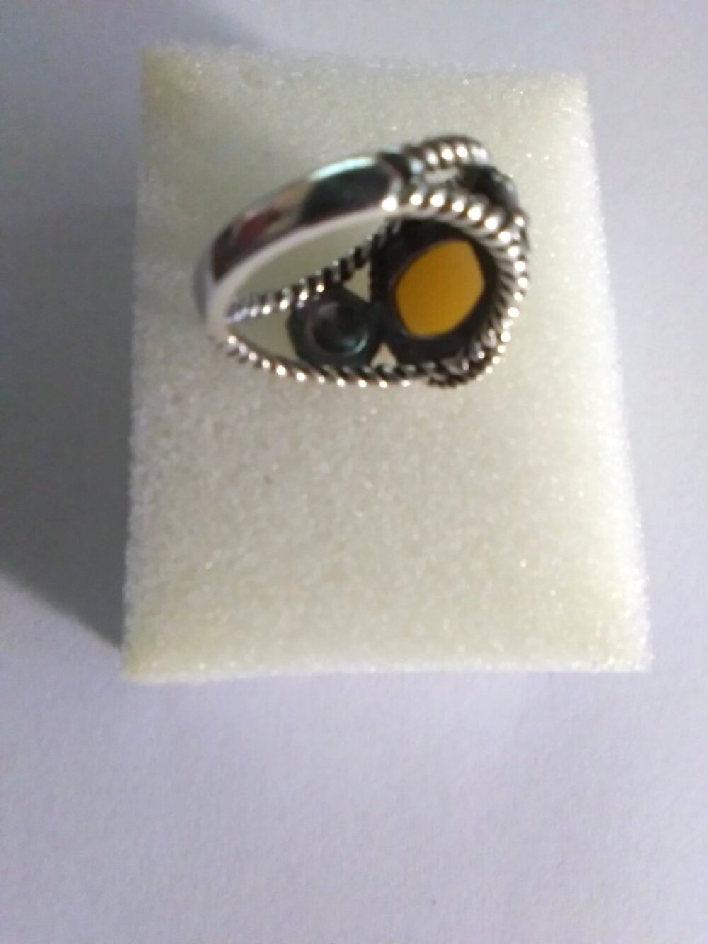 American West Yellow Jasper w/ Concha Design Silver Ring - Picture 4 of 6